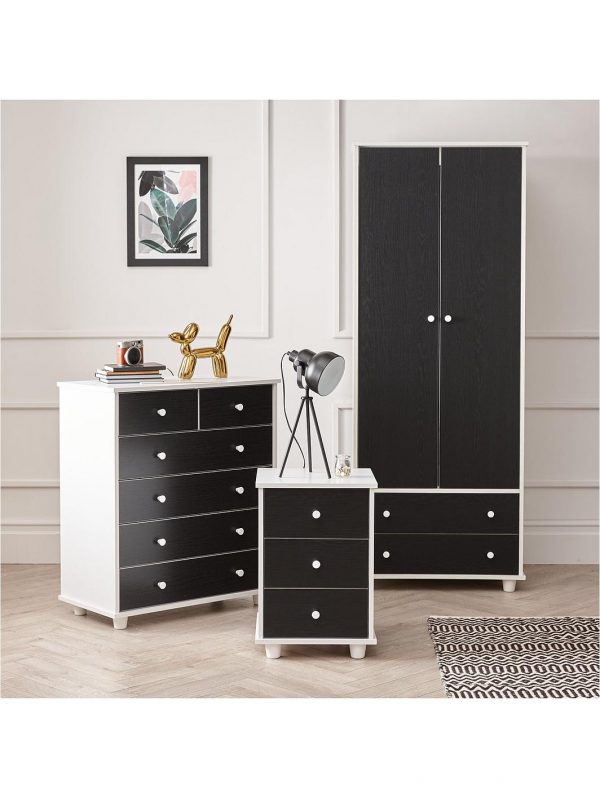buy miami fresh kids 3 piece package 2 door 2 drawer wardrobe 5 drawer chest 3 drawer bedside chest black 5f28df4d355cb