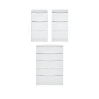 buy monaco 3 piece gloss package 5 drawer chest and 2 bedside chests 5f2cd49edbf21