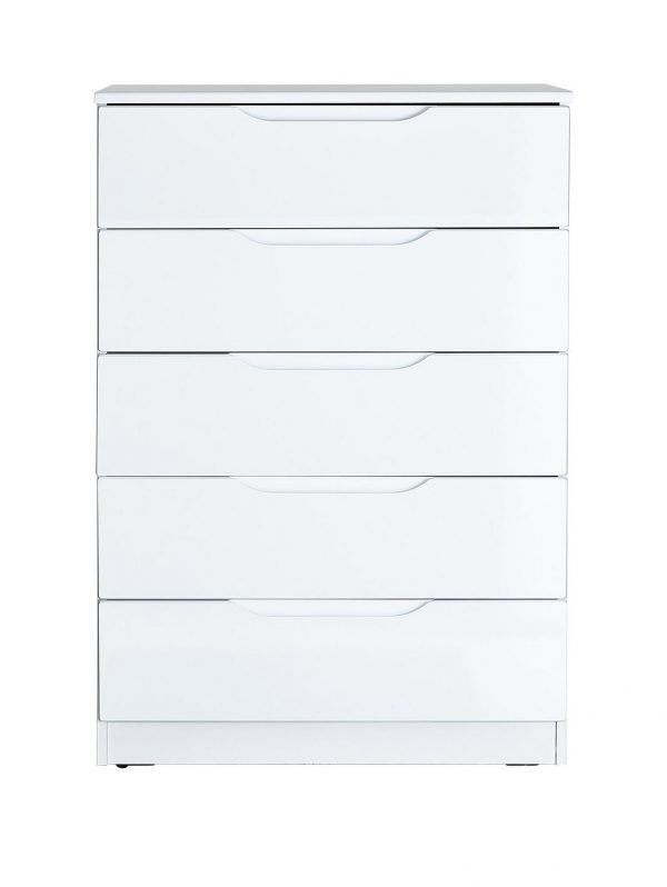 buy monaco high gloss ready assembled 5 drawer chest 5f2e222a10e6c