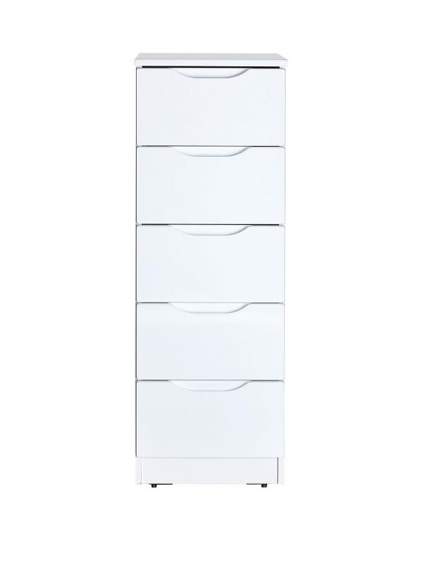 buy monaco high gloss ready assembled 5 drawer tallboy 5f2e2241b7d6a