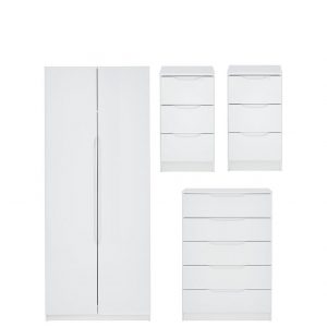 buy monaco ready assembled 4 piece gloss package 2 door mirrored wardrobe 5 drawer chest and 2 bedside chests 5f2cd4bb1ea0e