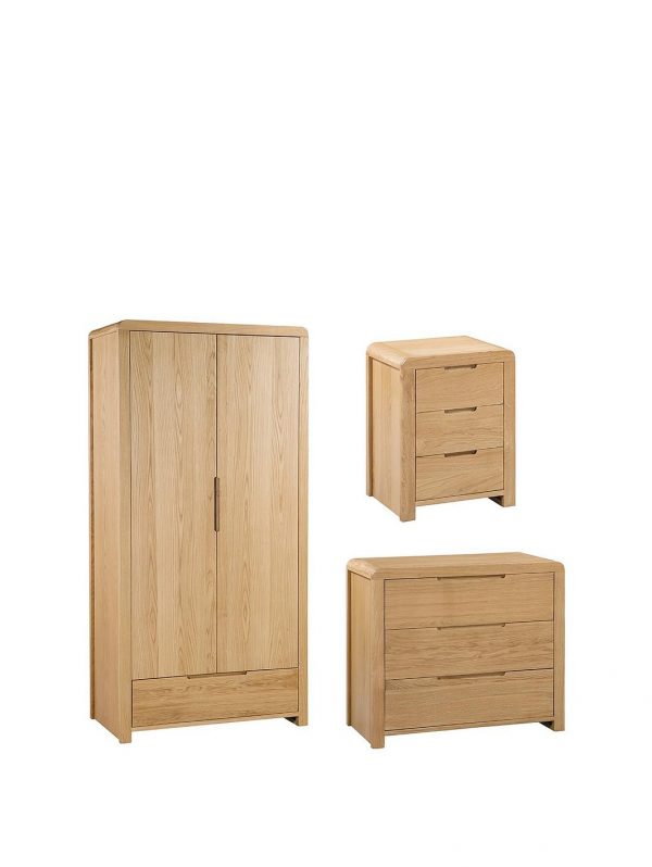 buy newman curve 4 piece package 2 door wardrobe 3 drawer chest and 2 bedside tables 5f24ec5ea0aa8
