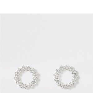 buy open circle sparkle stud earring silver 5f47e195597a7