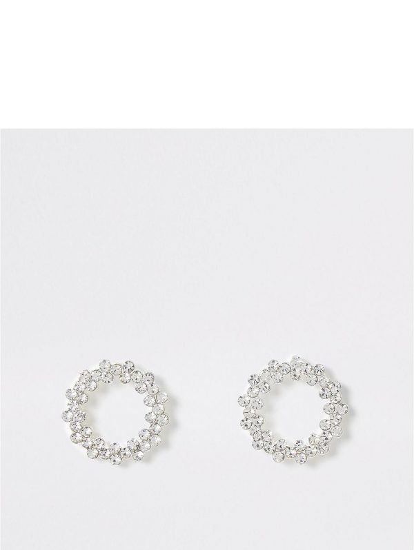 buy open circle sparkle stud earring silver 5f47e195597a7