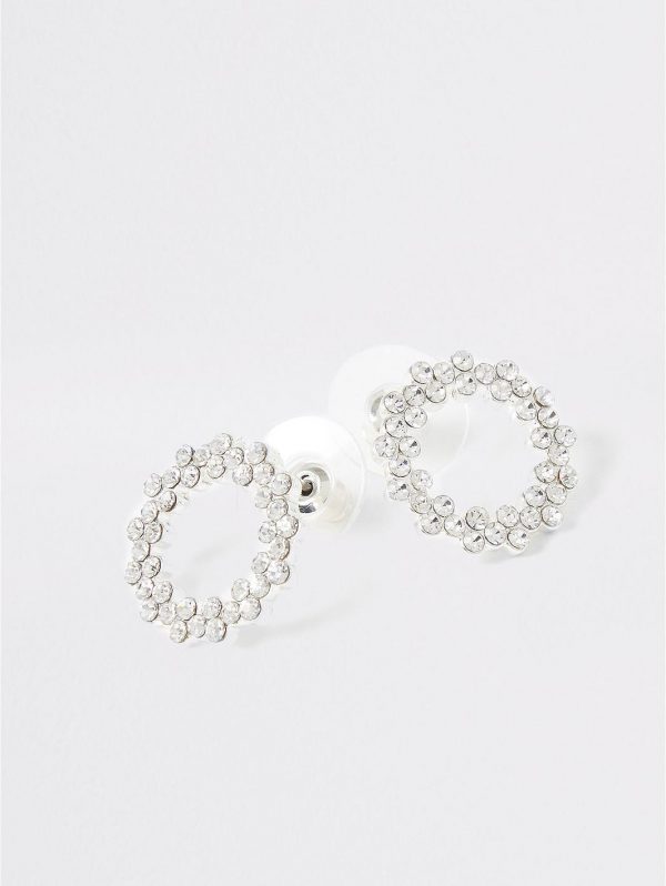 buy open circle sparkle stud earring silver 5f47e197038a4