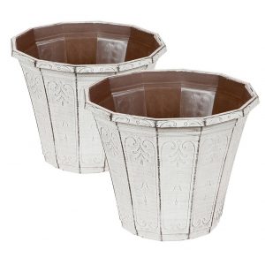 buy pair of callista round planters 12 inch vintage rust effect 5f27a6a271482