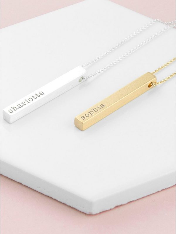 buy personalised matt vertical bar necklace 5f3d53172b20a