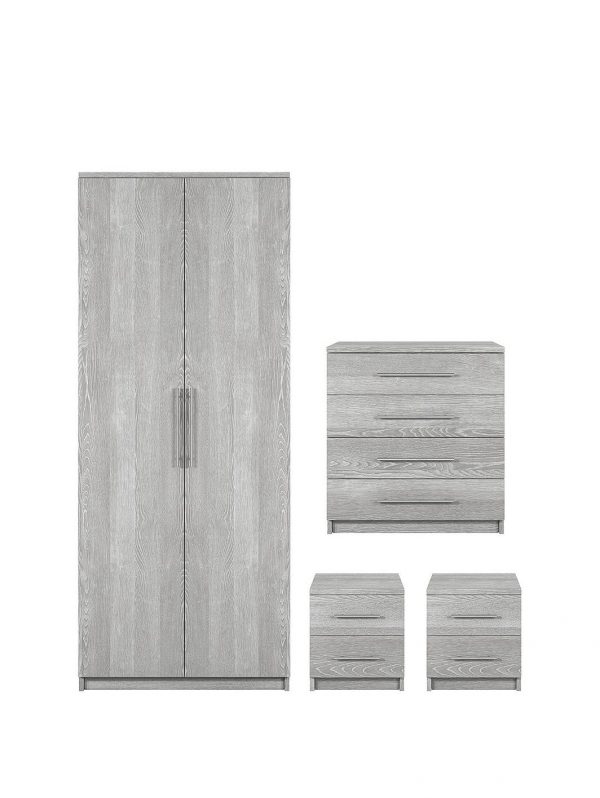 buy prague 4 piece package 2 door wardrobe 4 drawer chest and 2 bedside cabinets 5f278dc395d1e
