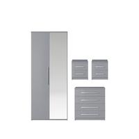 buy prague gloss 4 piece package 2 door wardrobe 4 drawer chest and 2 bedside cabinets 5f24ec43196ee