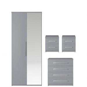 buy prague gloss 4 piece package 2 door wardrobe 4 drawer chest and 2 bedside cabinets 5f24ec48247d5