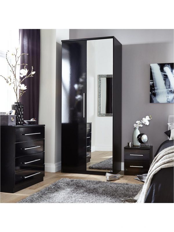 buy prague gloss 4 piece package 2 door wardrobe 4 drawer chest and 2 bedside cabinets 5f24ec4a7ef98