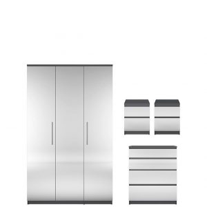 buy prague mirror 4 piece package 3 door wardrobe 4 drawer chest and 2 bedside cabinets buy and save 5f321be9e2d4c
