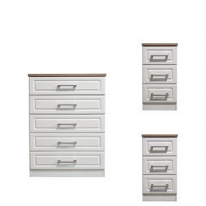buy regent ready assembled 3 piece package 5 drawer chest and 2 bedside chests 5f2cd540af4e9