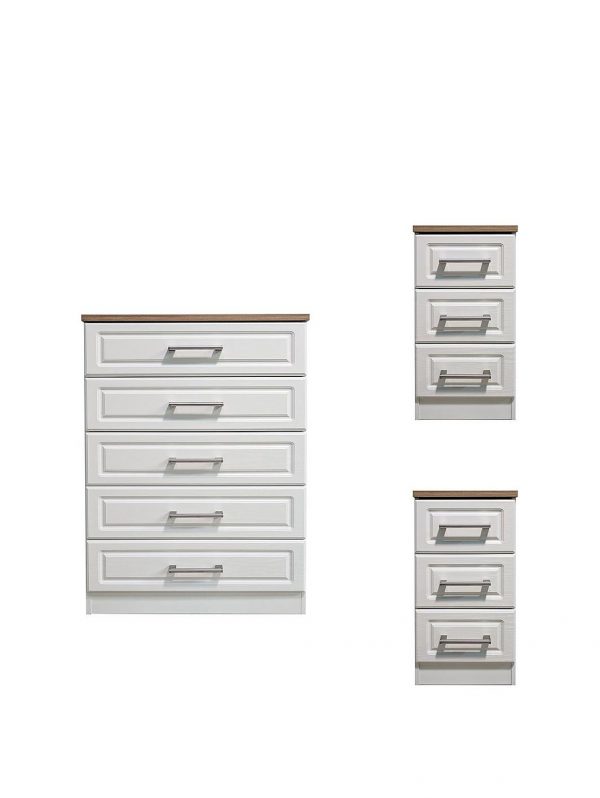 buy regent ready assembled 3 piece package 5 drawer chest and 2 bedside chests 5f2cd540af4e9
