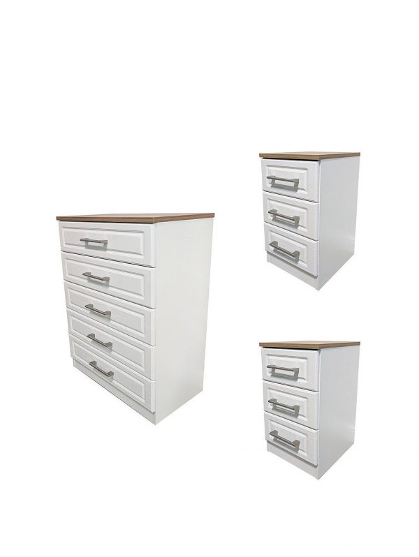 buy regent ready assembled 3 piece package 5 drawer chest and 2 bedside chests 5f2cd5434364c