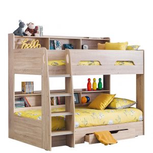 buy riley bunk bed with shelves and storage oak effect 5f2a2a9d22e22