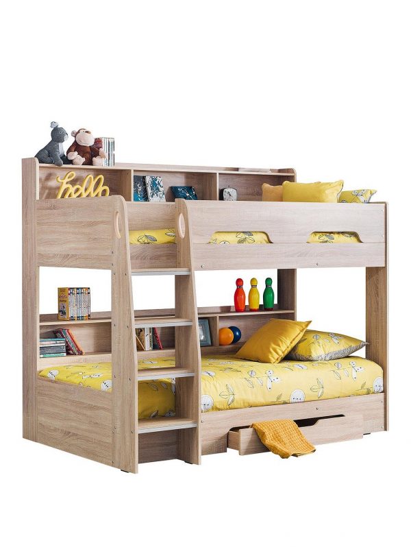 buy riley bunk bed with shelves and storage oak effect 5f2a2a9d22e22