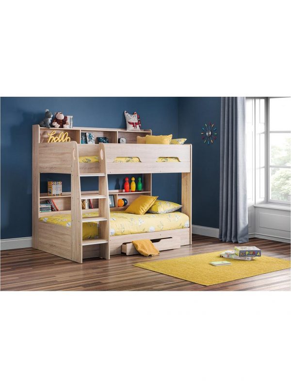 buy riley bunk bed with shelves and storage oak effect 5f2a2a9e19360