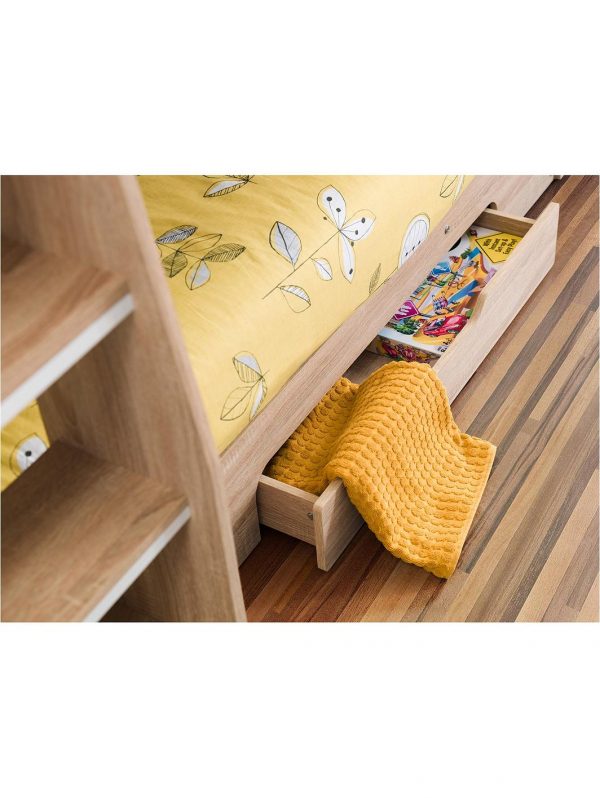 buy riley bunk bed with shelves and storage oak effect 5f2a2a9ed32f5