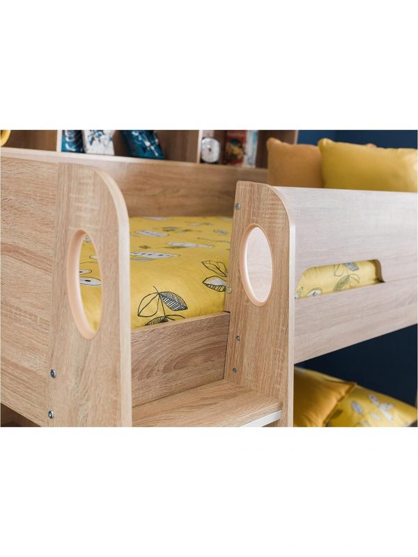 buy riley bunk bed with shelves and storage oak effect 5f2a2a9f9fad2