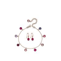 buy rose gold plated silver pink swarovski charm bracelet and earring set 5f36bbe339bd9