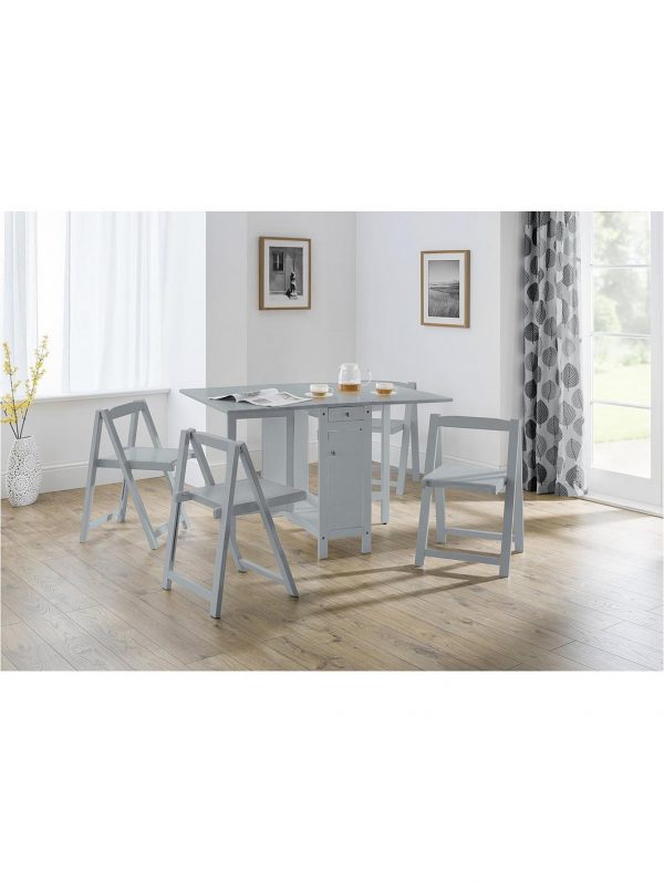 buy savoy 120 cm space saver dining table 4 chairs grey 5f3e31bbdb4d7