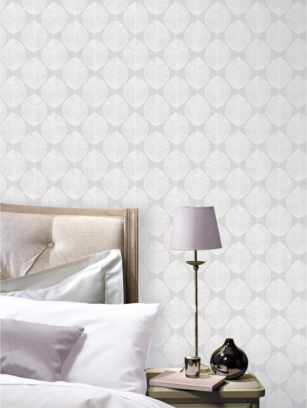 buy scandi leaf wallpaper grey 5f27a98972db6