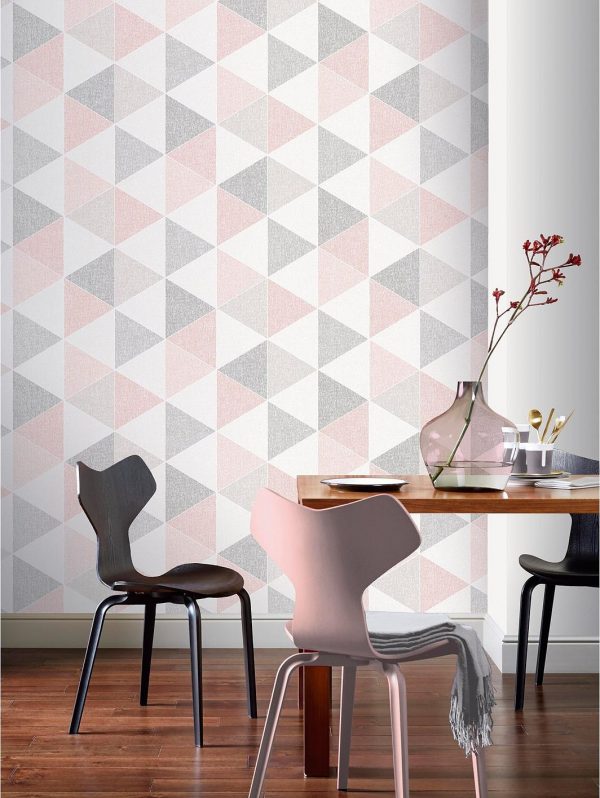 buy scandi triangle wallpaper pink 5f40b612e164b