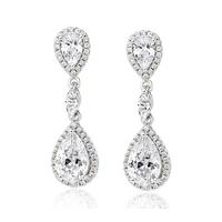 buy silver cubic zirconia halo drop earrings 5f43c4f01337a