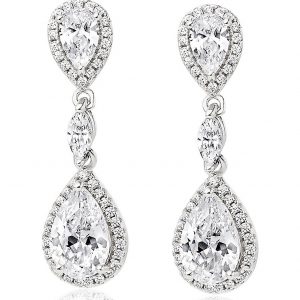 buy silver cubic zirconia halo drop earrings 5f43c4f7df6ec