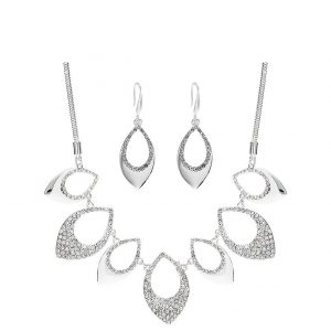 buy silver plated pave and polish necklace and earring set 5f4a8796d227b