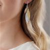 buy silver three colour gold plated feather drop earrings 5f3540031252a