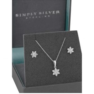 buy simply silver cubic zirconia flower jewellery set 5f2d81539b89a