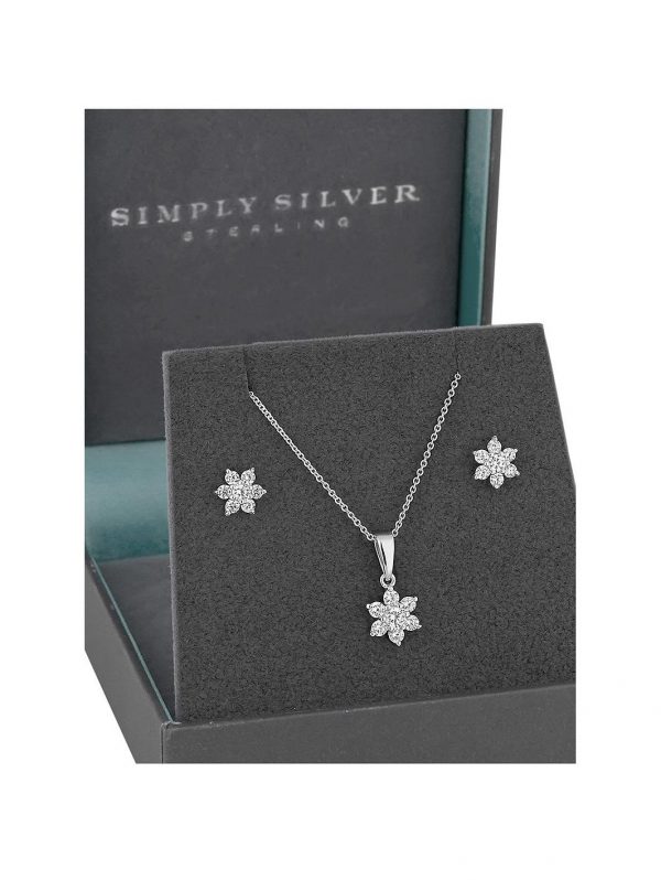buy simply silver cubic zirconia flower jewellery set 5f2d81539b89a
