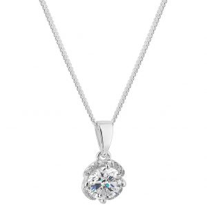 buy simply silver cubic zirconia solitaire flower pendant in gift box 5f2adfc18ea82