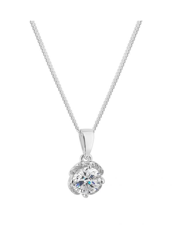 buy simply silver cubic zirconia solitaire flower pendant in gift box 5f2adfc18ea82