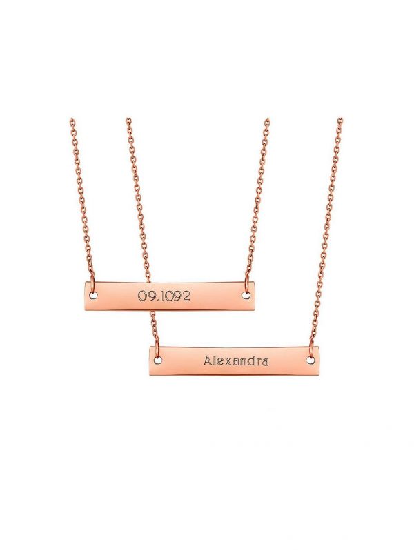 buy simply silver rose gold plated sterling silver personalised engravable horizontal bar pendant 5f3ff5e226dcc