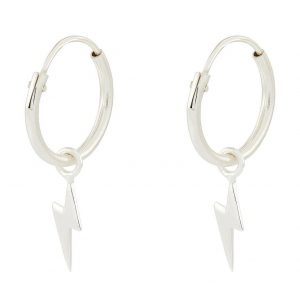 buy st lightning bolt huggie hoops silver 5f3ff84f868e9