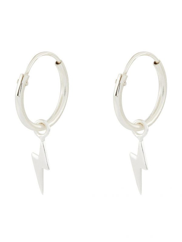 buy st lightning bolt huggie hoops silver 5f3ff84f868e9