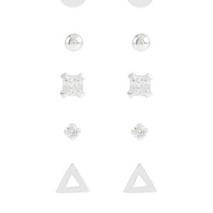 buy sterling 5 pack geometric shapes stud set silver 5f2d83d437bed