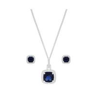 buy sterling silver blue and white cubic zirconia cushion cut necklace and earring set 5f3ea4c57492e