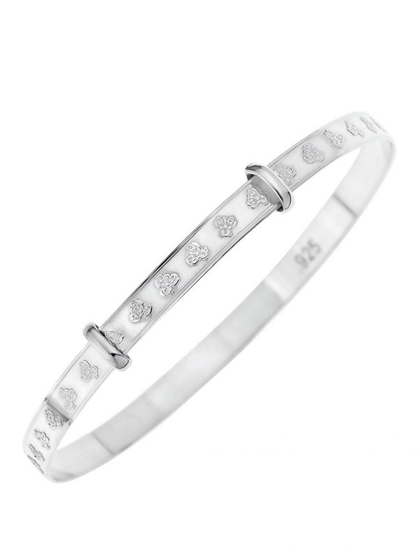 buy sterling silver childrens christening expander bangle teddy bear in gift box 5f3d281291731