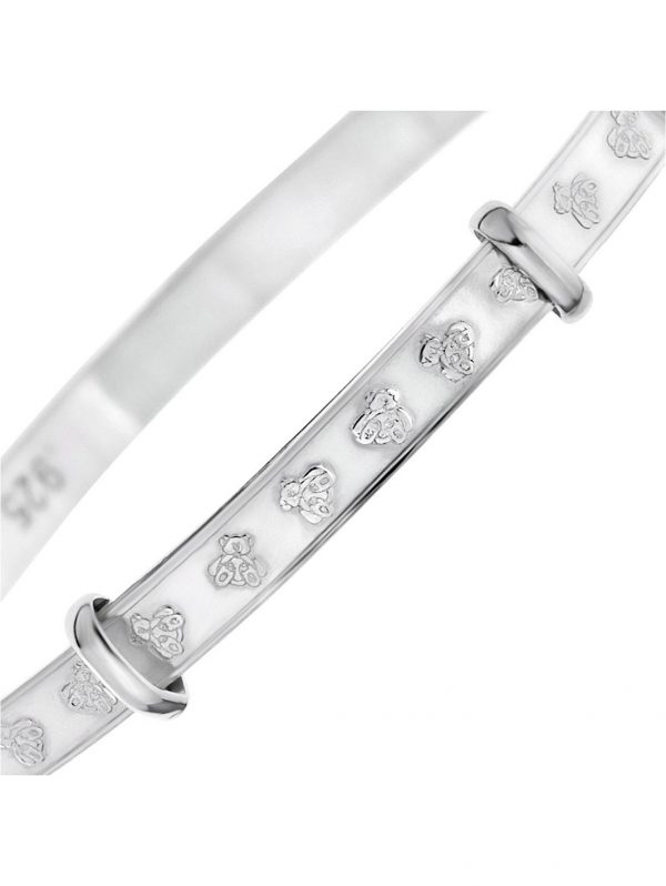 buy sterling silver childrens christening expander bangle teddy bear in gift box 5f3d281552984