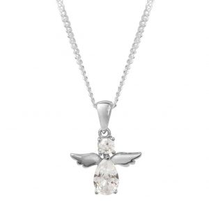 buy sterling silver cubic zirconia angel pendant necklace 5f290dc26532e