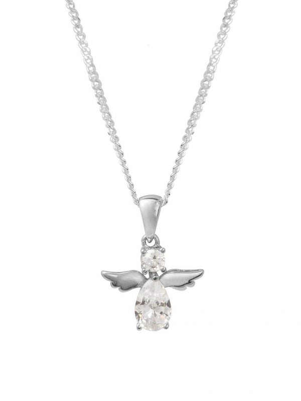 buy sterling silver cubic zirconia angel pendant necklace 5f290dc26532e