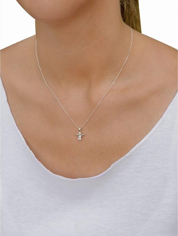 buy sterling silver cubic zirconia angel pendant necklace 5f290dc318e32