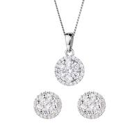buy sterling silver cubic zirconia cluster round stud earrings and pendant set 5f468da129caa