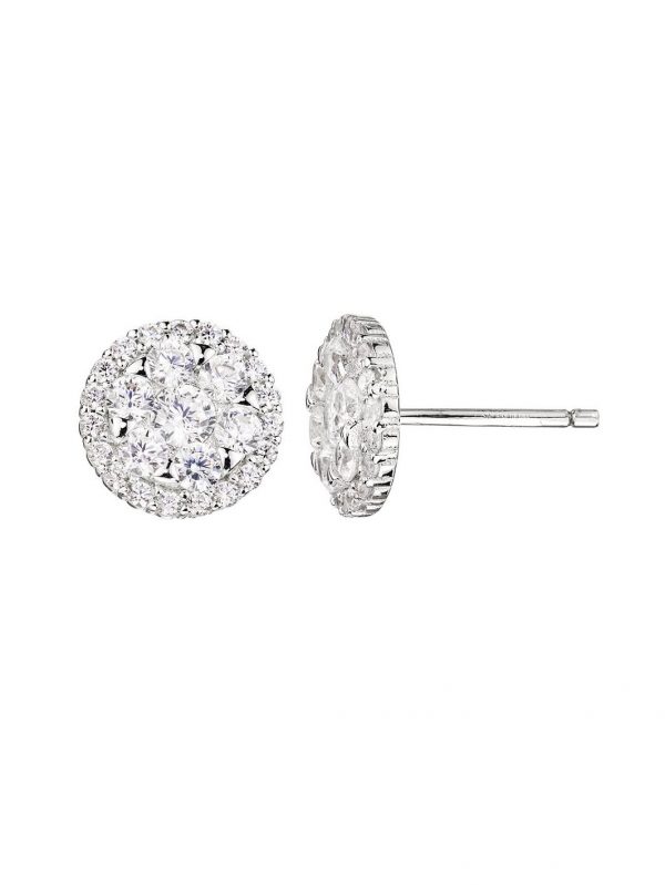 buy sterling silver cubic zirconia cluster round stud earrings and pendant set 5f468da956093