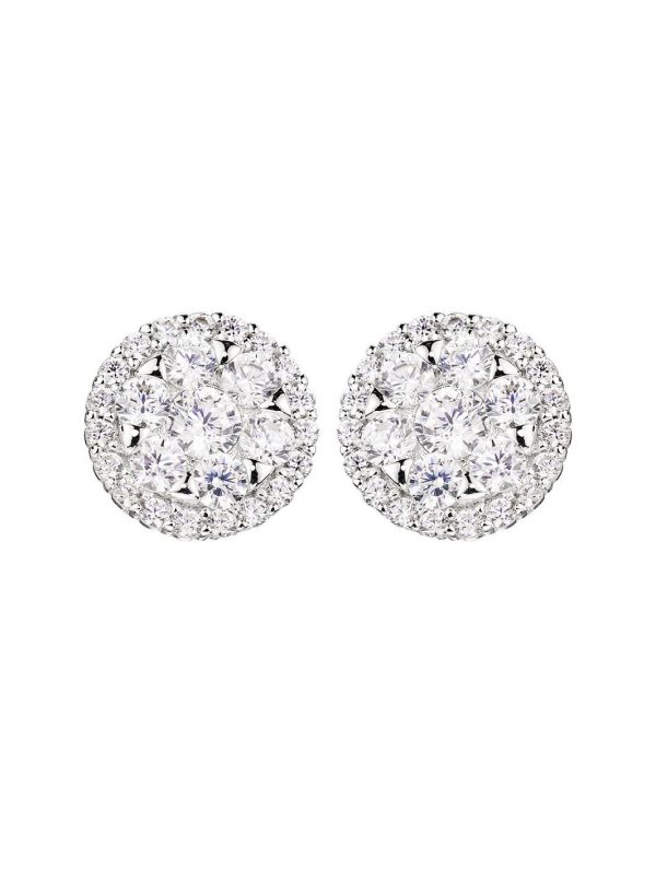 buy sterling silver cubic zirconia cluster round stud earrings and pendant set 5f468daa20cc9