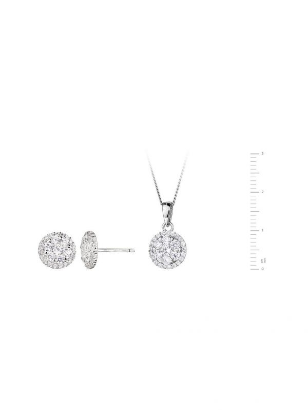 buy sterling silver cubic zirconia cluster round stud earrings and pendant set 5f468daba3e90